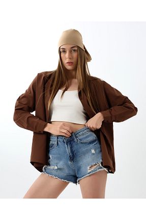 پیراهن قهوه ای زنانه اورسایز LECTUEL - کد 869808328