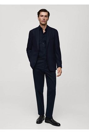 پیراهن سرمه ای مردانه اسلیم فیت MANGO Man - کد 869940605