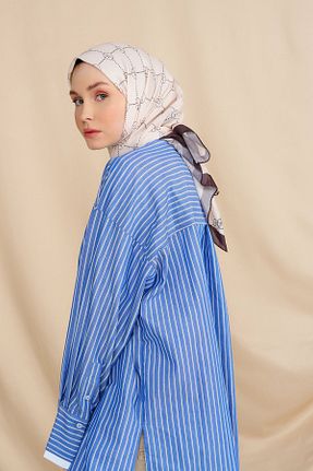 روسری آبی پنبه پلی استر Modakaşmir - کد 870410964