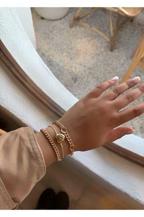 دستبند جواهر طلائی زنانه روکش طلا aksesuaris - کد 869946819
