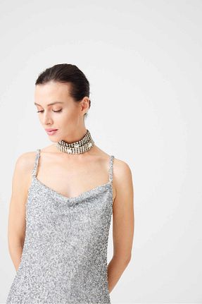 لباس طوسی زنانه بافتنی İPEK KIRAMER - کد 869950130