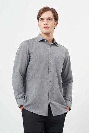 پیراهن طوسی مردانه یقه پیراهنی İmza - کد 869950497
