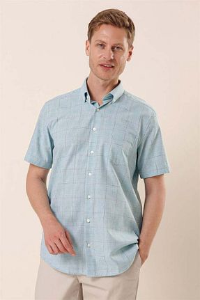 پیراهن فیروزه ای مردانه یقه کلاسیک İmza - کد 780805476