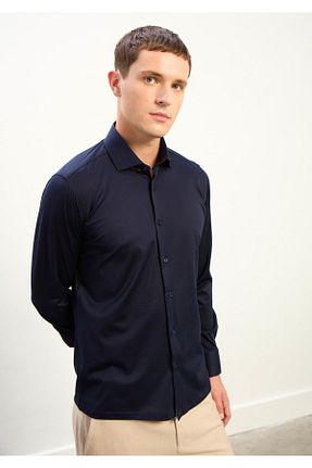 پیراهن سرمه ای مردانه رگولار Knitology - کد 869958896