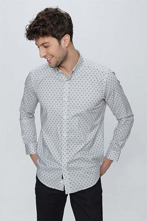 پیراهن طوسی مردانه اسلیم فیت İmza - کد 641151328
