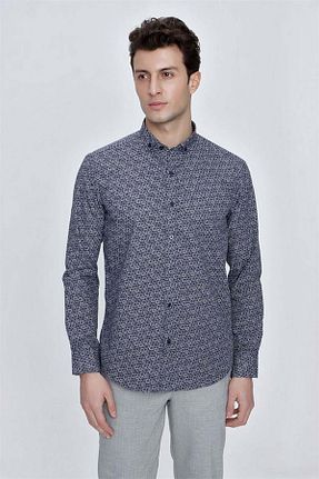 پیراهن سرمه ای مردانه اسلیم فیت İmza - کد 456332772