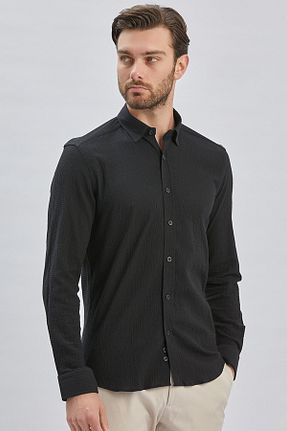 پیراهن مشکی مردانه اسلیم فیت İmza - کد 827273085