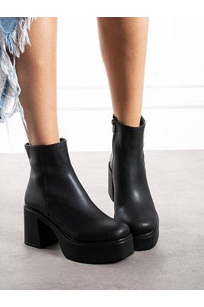 بوت / نیم بوت مشکی زنانه چرم مصنوعی Alemdar Shoes - کد 870065090