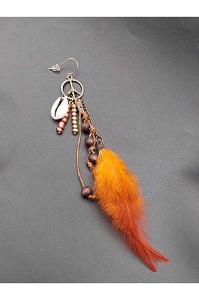 گوشواره جواهر نارنجی برنجی TAKİBUTİGİNİZ - کد 870068276