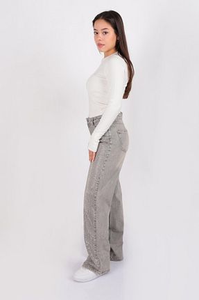 شلوار جین طوسی زنانه پاچه گشاد LACARINO - کد 870098308