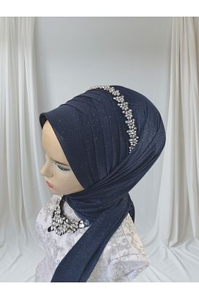 شال سرمه ای زنانه پنبه پلی استر NurAy - کد 870126352