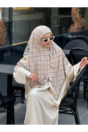 روسری بژ پلی استر Ahivera - کد 870129832