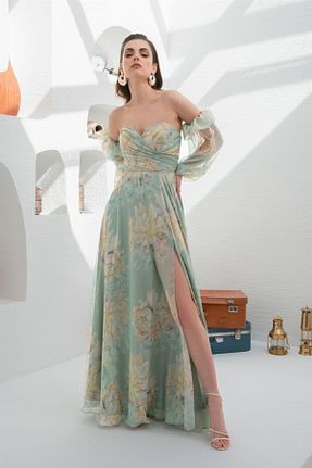 لباس مجلسی و فارغ التحصیلی سبز زنانه شیفون CARMEN - کد 283186920