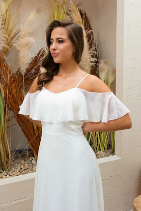 لباس مجلسی سایز بزرگ نباتی زنانه یقه قایقی CARMEN - کد 3603285