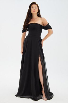 لباس مجلسی و فارغ التحصیلی مشکی زنانه شیفون CARMEN - کد 736811024