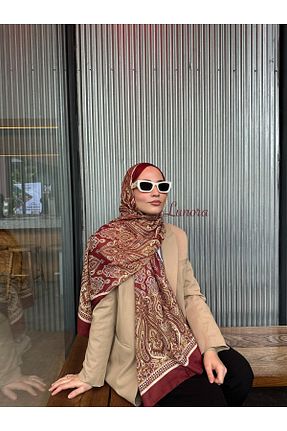 شال زرشکی زنانه پنبه ای Lunora - کد 870158236