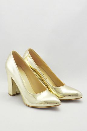 کفش مجلسی طلائی زنانه چرم مصنوعی KAYRA VARDAR SHOES - کد 870178747