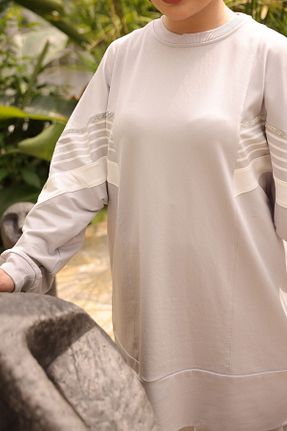 ست بالاتنه و پائین تنه حجاب طوسی زنانه اورسایز Ryzi Moda - کد 857689851