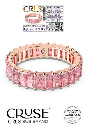 انگشتر نقره صورتی زنانه کریستال Cruse - کد 870214492