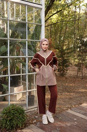 ست گرمکن حجاب قهوه ای زنانه رگولار Ryzi Moda - کد 856900362