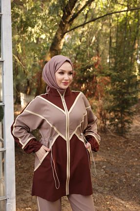 ست گرمکن حجاب قهوه ای زنانه رگولار Ryzi Moda - کد 856900622