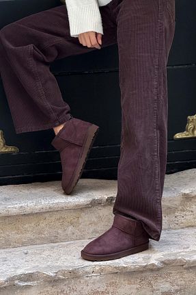 بوت / نیم بوت قهوه ای زنانه پشمی NİŞANTAŞI SHOES - کد 859636423