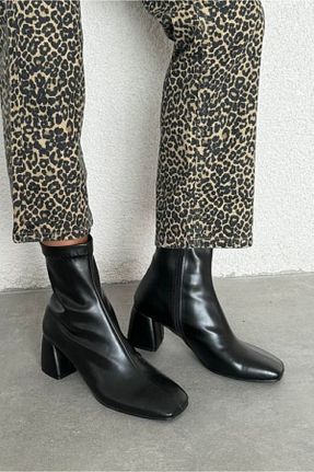 بوت / نیم بوت مشکی زنانه چرم مصنوعی Demashoes - کد 870237838