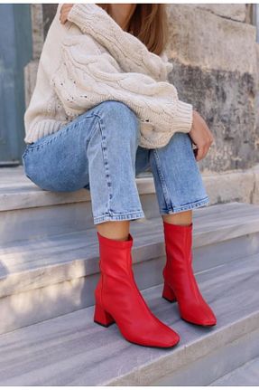 بوت / نیم بوت زرشکی زنانه چرم مصنوعی Demashoes - کد 870237837