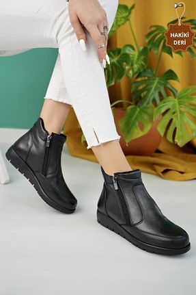 بوت / نیم بوت مشکی زنانه چرم خالص AYOOLS - کد 870268878