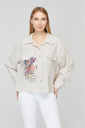 پیراهن بژ زنانه یقه پیراهنی Home Store - کد 846988224