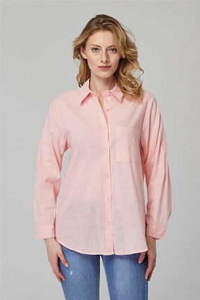 پیراهن نارنجی زنانه یقه پیراهنی Home Store - کد 846988222