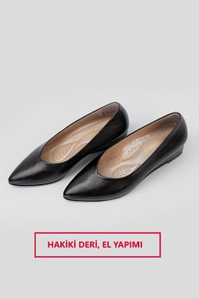 کفش پاشنه بلند کلاسیک مشکی زنانه چرم خالص TUNAELLİ - کد 870283822