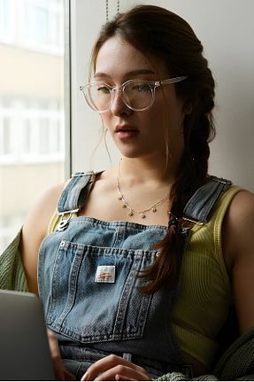 عینک محافظ نور آبی نارنجی زنانه 50 Chunky Frame - کد 871117418