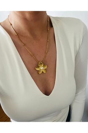 گردنبند استیل ( فولاد ) طلائی استیل (فولاد) Hoop jewelery - کد 870320441