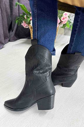 بوت / نیم بوت مشکی زنانه پاشنه تخت EBRUTESETTÜR - کد 870345878