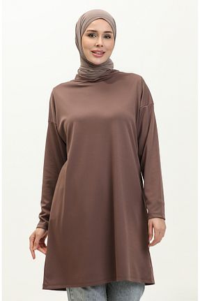 تونیک حجاب قهوه ای زنانه پلی استر sefamerve - کد 836310632