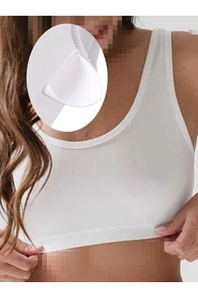 سوتین ورزشی سفید زنانه پنبه ای AŞAR MODA TEKSTİL - کد 870908250