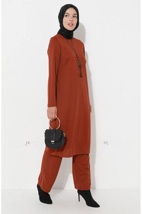 ست بالاتنه و پائین تنه حجاب قهوه ای زنانه Relaxed sefamerve - کد 852448332