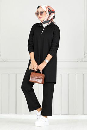 ست بالاتنه و پائین تنه مشکی زنانه بافتنی ModaMerve - کد 870477915