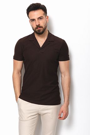 تیشرت قهوه ای مردانه اسلیم فیت Mcr - کد 312691440