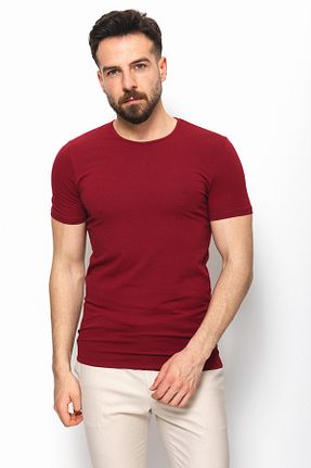 تیشرت زرشکی مردانه اسلیم فیت Mcr - کد 101861419