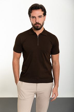 پلیور قهوه ای مردانه ساده Mcr - کد 813877554