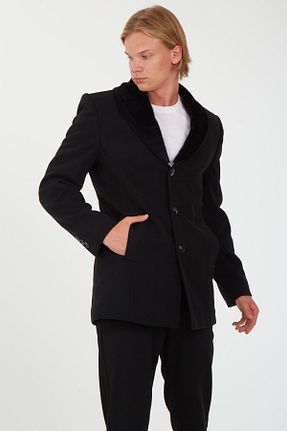 پالتو پشمی مشکی مردانه رگولار SPOSO - کد 870909632