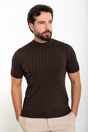 پلیور قهوه ای مردانه اسلیم فیت Mcr - کد 813883183