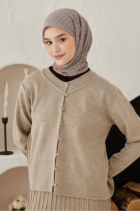 روسری بژ 100 x 100 Modakaşmir - کد 870404107