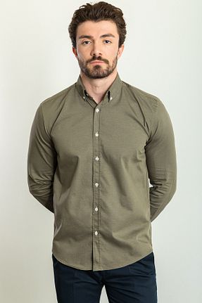پیراهن خاکی مردانه اسلیم فیت Mcr - کد 687021329
