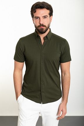پیراهن خاکی مردانه اسلیم فیت Mcr - کد 813892443