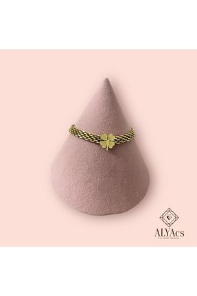 دستبند استیل (فولاد) طلائی زنانه استیل ضد زنگ alyacs - کد 870412105