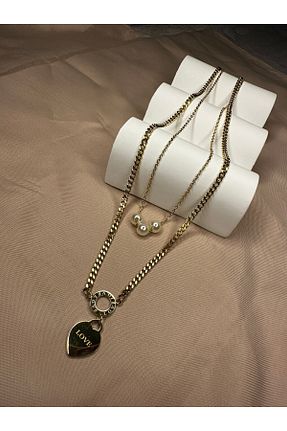 گردنبند استیل ( فولاد ) طلائی زنانه استیل (فولاد) Çelik - کد 870413396
