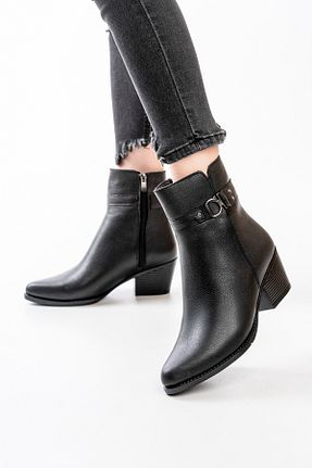 بوت / نیم بوت مشکی زنانه چرم خالص Dericalle shoes - کد 808184548